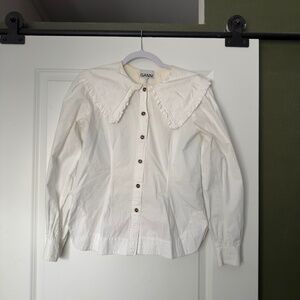 GANNI White Peter Pan Button Up